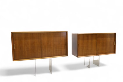 Walnut Hanging Cabinets - Pair