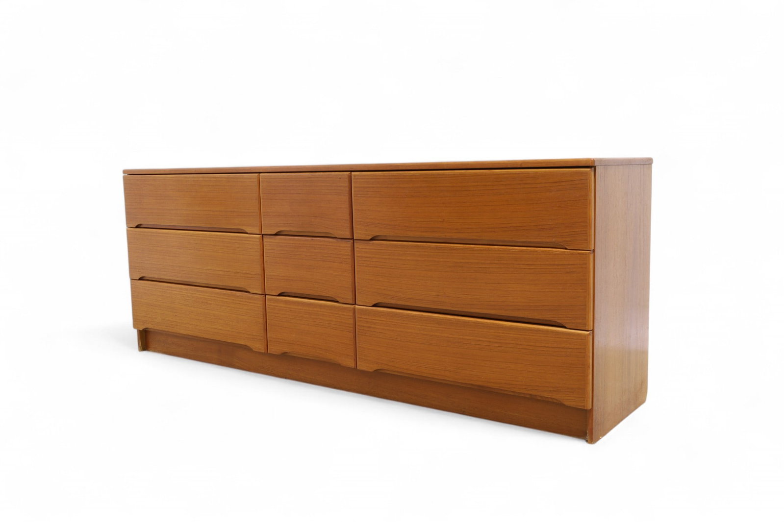 Danish Teak Long Dresser: A Danish teak 9 drawer long dresser Dimensions:29x75x18