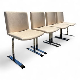 Milo Baughman Style Chrome Dining Chairs - 4