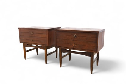 Mid Century Walnut End Stands - Pair