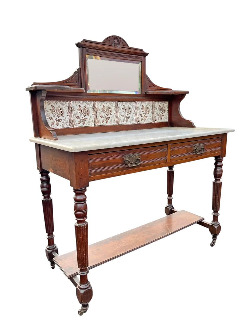 Antique Marble Top Console (1 of 10)