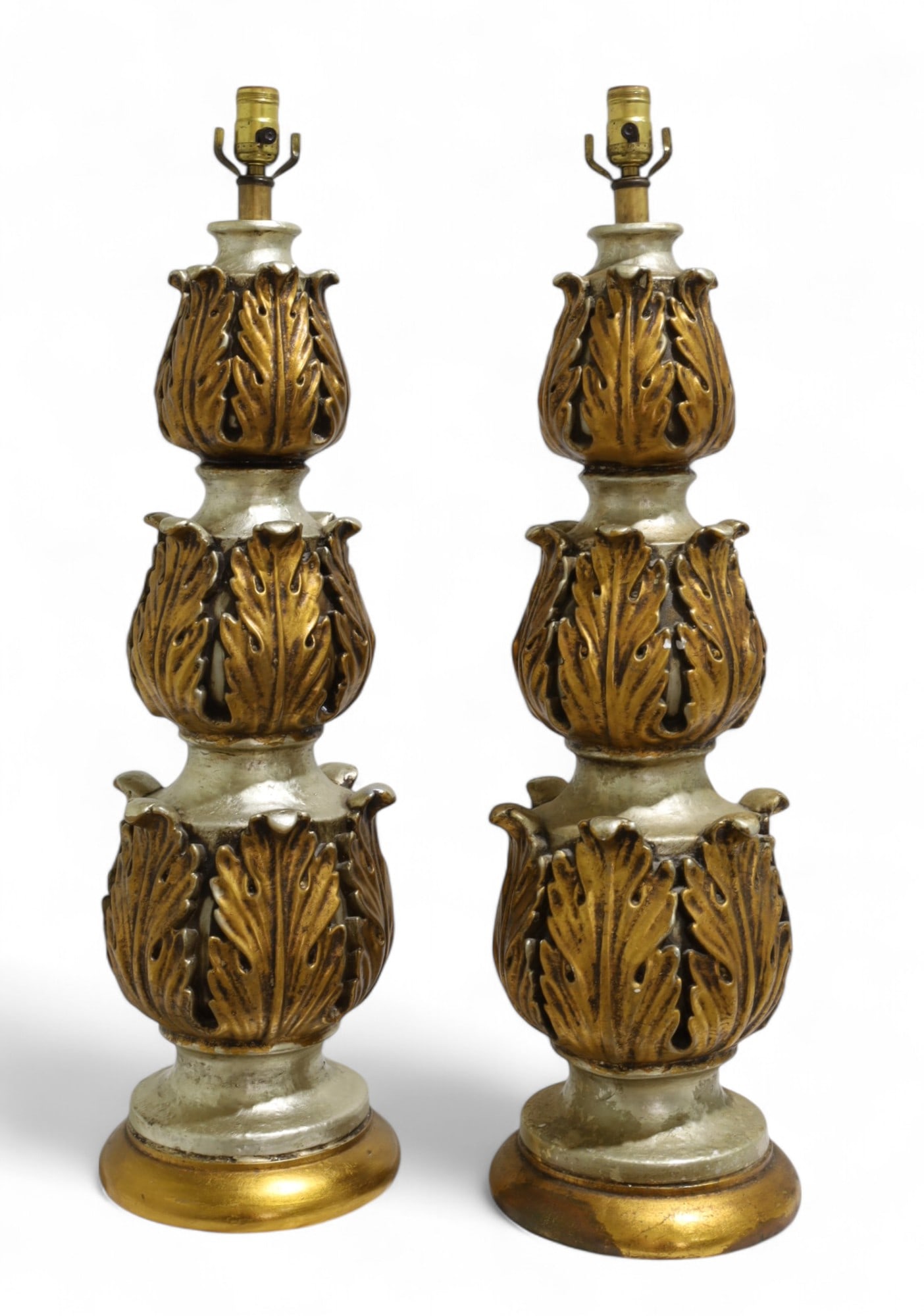 Venetian Lamps- Pair: A pair of plaster Venetian table lamps Dimensions: