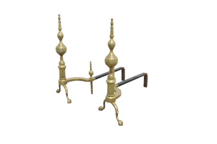 18th Century American Brass Andirons