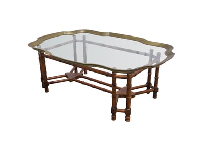 Baker Faux Bamboo & Brass Coffee Table
