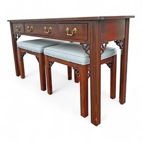 Ethan Allen Console Table & Benches