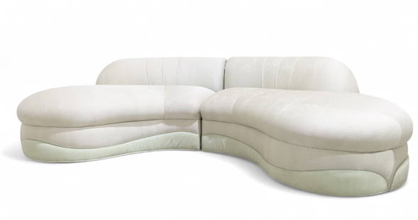 1980's Serpentine Sectional Sofa - 2 Piece: A 2 piece 1980's serpentine sofa Each Piece Dimensions:28x57x37