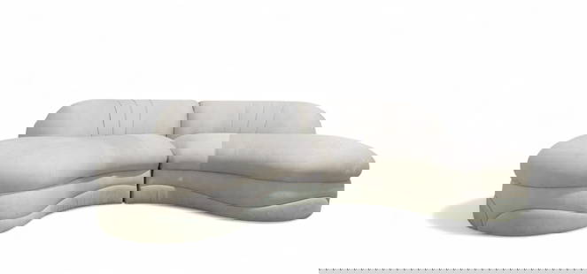 1980's Serpentine Sectional Sofa - 2 Piece: A 2 piece 1980's serpentine sofa Each Piece Dimensions:28x57x37