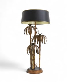 Metal Faux Bamboo Palm Lamp
