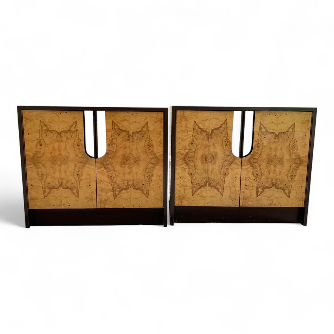 Milo Baughman Style Burl Nightstands - Pair (1 of 6)