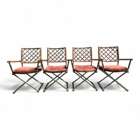 Bamboo & Brass X Base Dining Chairs - 4