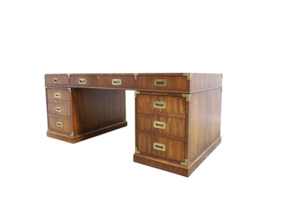 3 Part Henredon Campaign Style  Desk