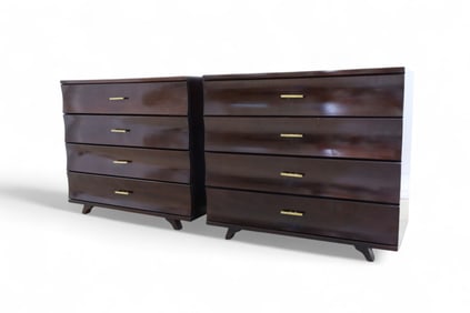 Mahogany Scalloped Drawer Chests - Pair