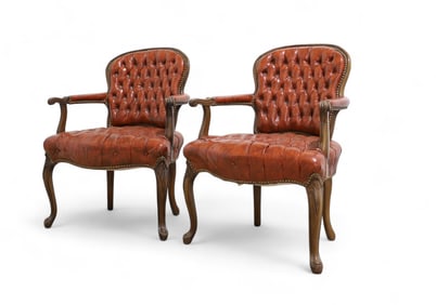 Tufted Library Chairs - Pair