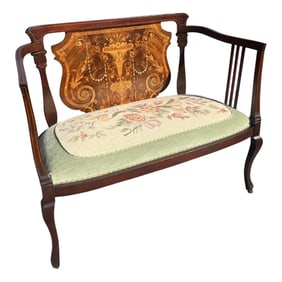 French Antique Needlepoint Bench