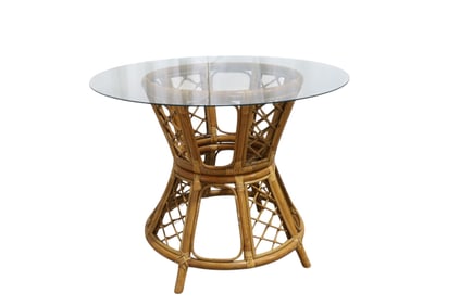 Bamboo & Glass Top Table