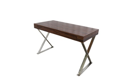 Chrome & Rosewood X Base Desk