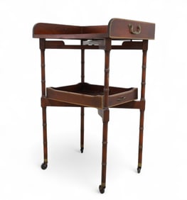 Faux Bamboo Mahogany Bar Cart
