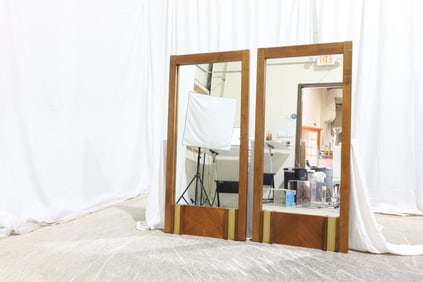 Mid Century Walnut Mirrors - Pair