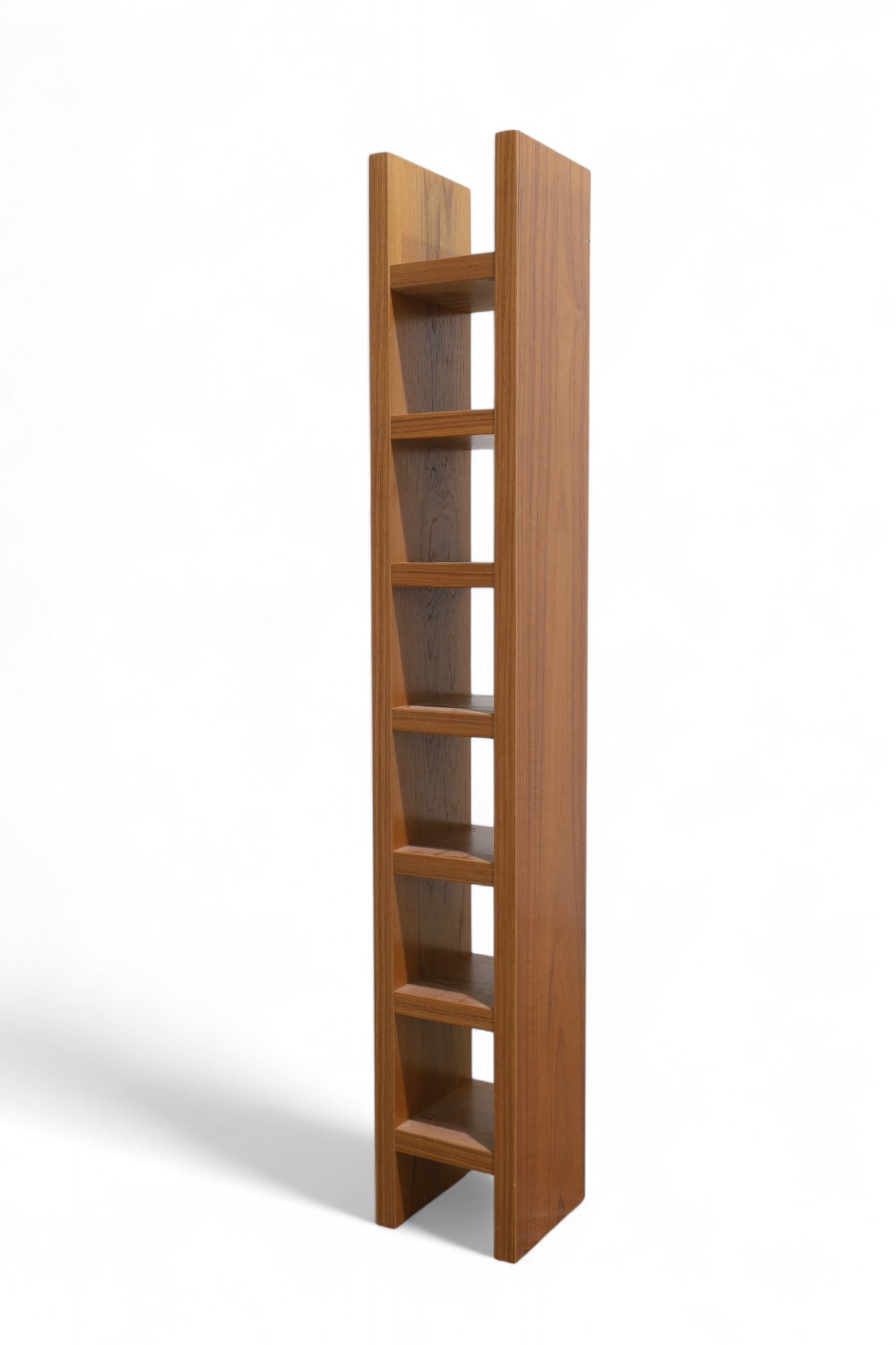Tall Slim Line Teak Shelf: A tall slim teak shelf rack Dimensions:52x8x8