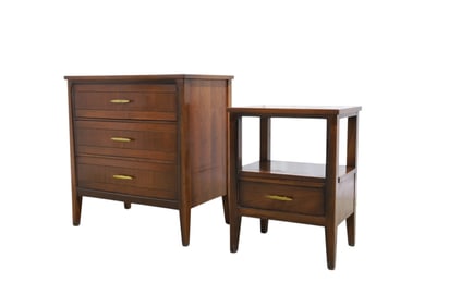 Mid Century Walnut Chest & Nightstand