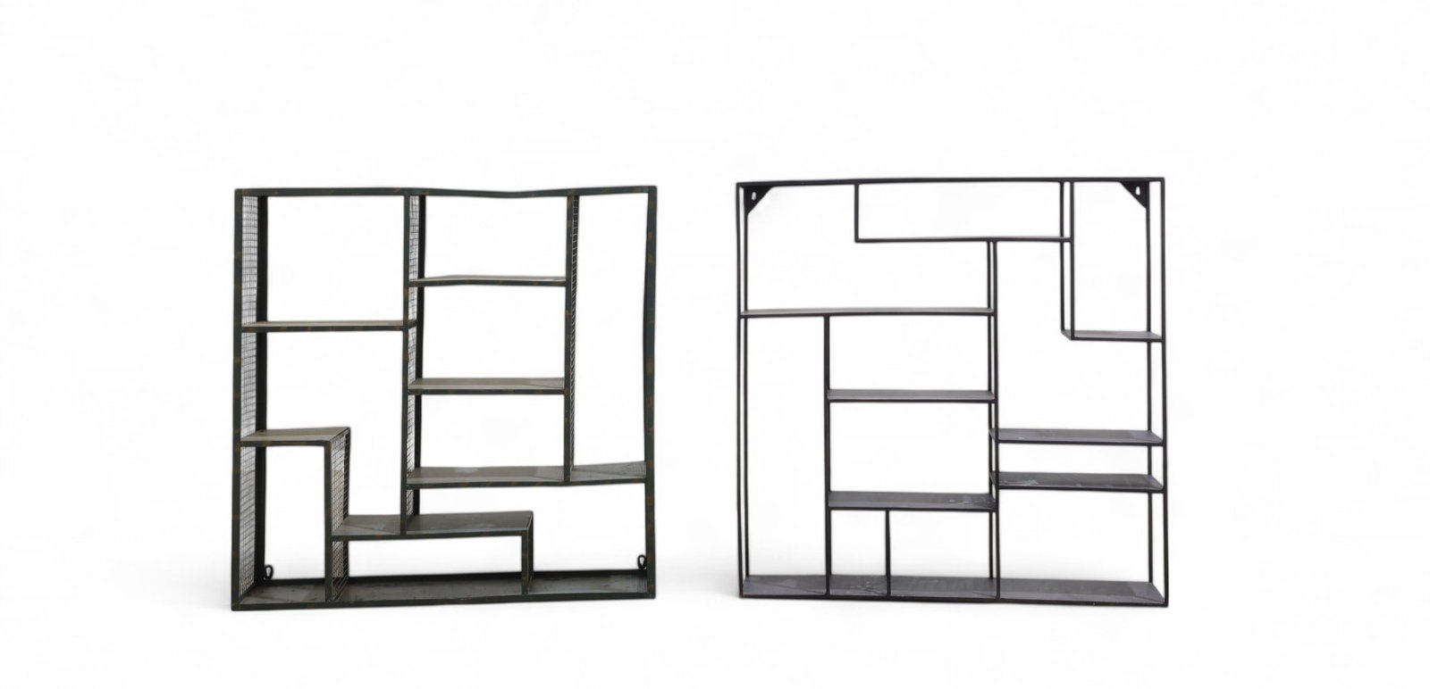 Industrial Metal Shelves - 2: 2 industrial metal shelves, 1 with mesh sides Dimensions:30x30x5.5