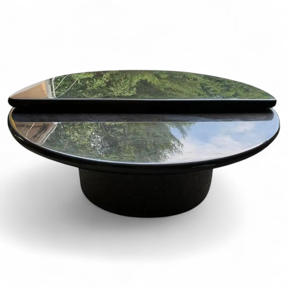 Lacquered Half Moon Rotating Coffee Table (1 of 6)