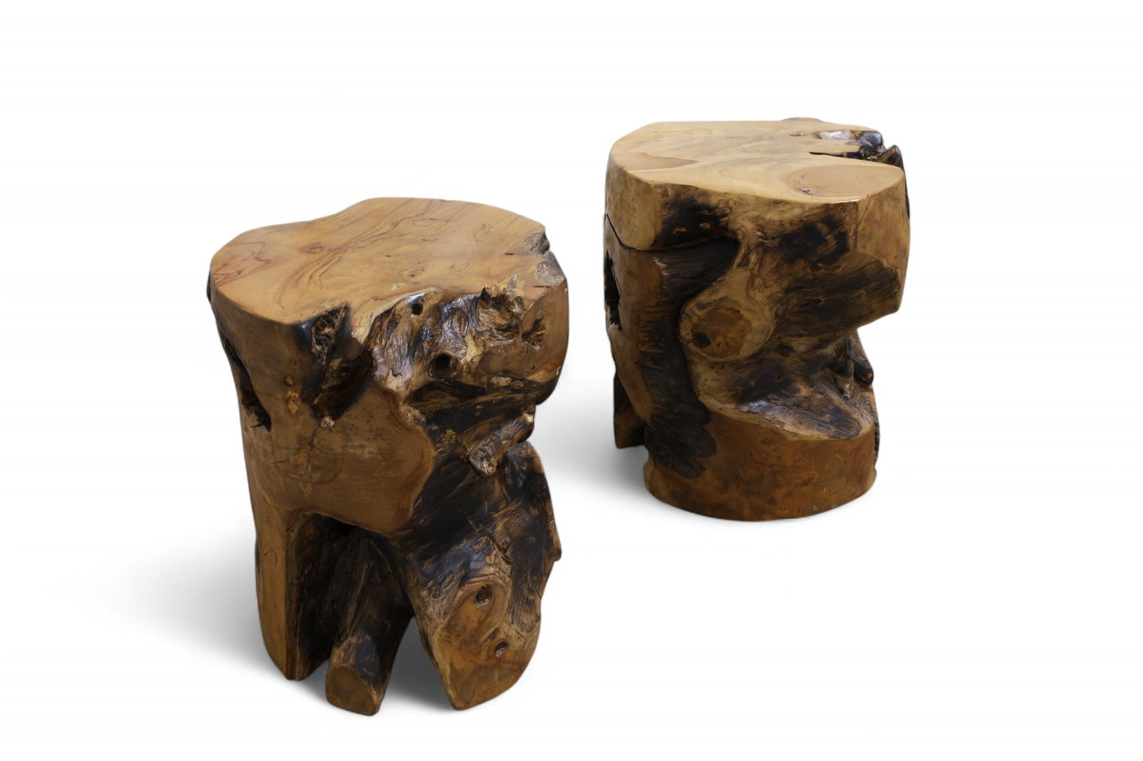 Teak Root Burl Side Table - Pair (1 of 10)