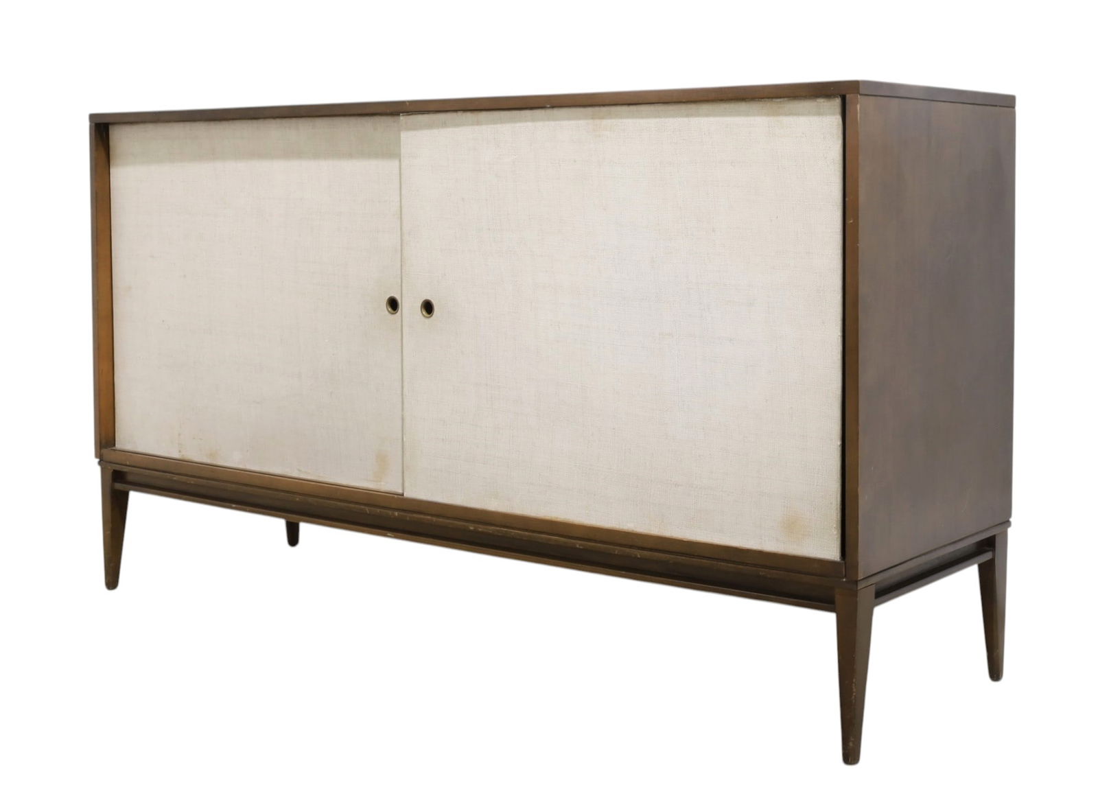 Paul Mccobb Planner Group Credenza: A Paul Mccobb Planner Group credenza with grass cloth slifing doors Dimensions:33.5x60x18