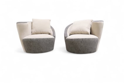 Kagan Style Swivel Chairs - Pair