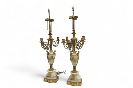Onyx & Bronze French Lamps - Pair