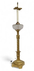 French Bronze & Crystal Banquet Lamp