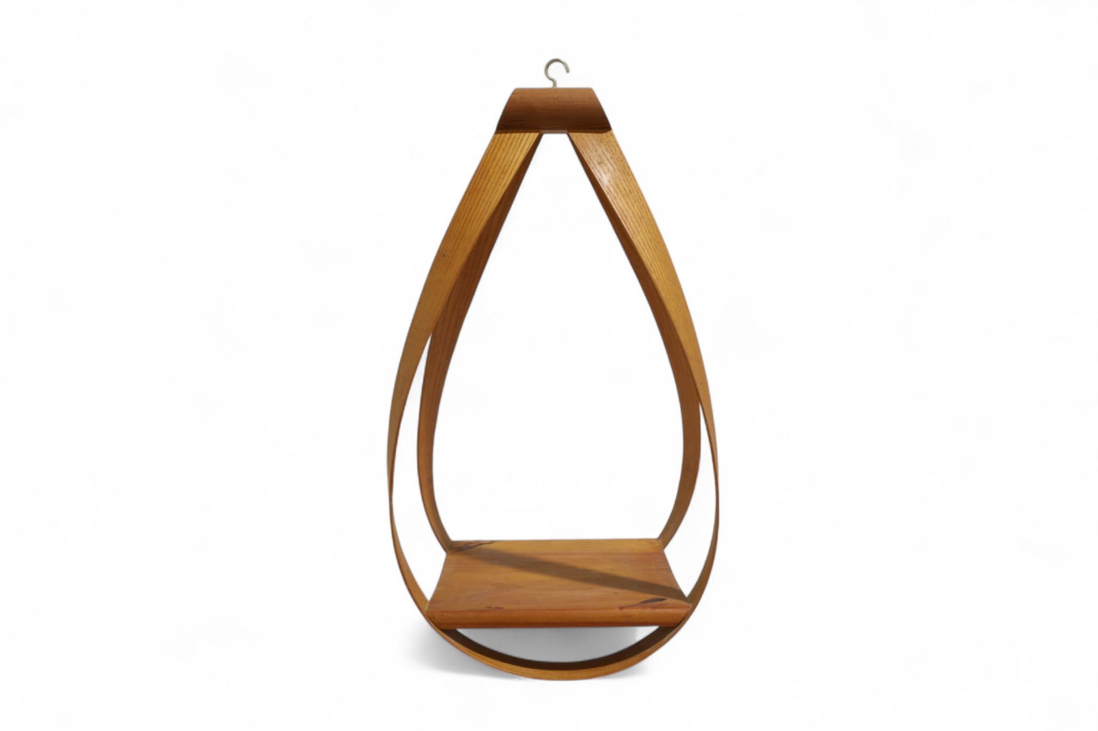 Danish Teak Hanging Planter: A Danish teak teardrop hanging planter Dimensions:19x10x9