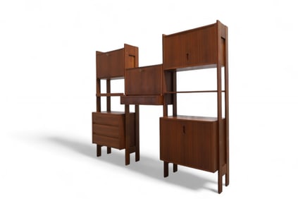 3 Part Walnut Wall Unit