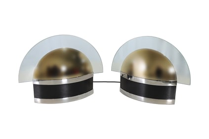 Pierre Cardin Style Italian Half Glass Table Lamps