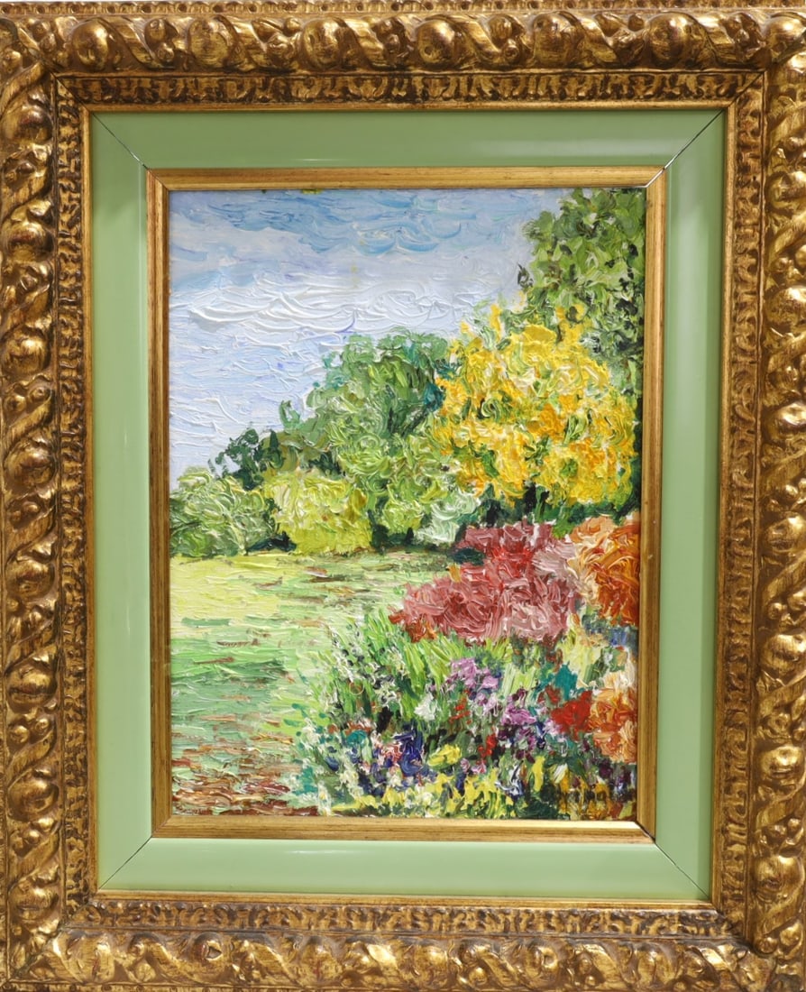 Impressionist Palette Oil Landscape: An Impressionist palette knife oil on canvas landscape Dimensions:24x20