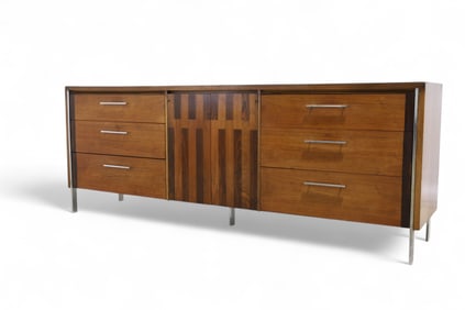 Lane Mixed Woods & Chrome Long Dresser