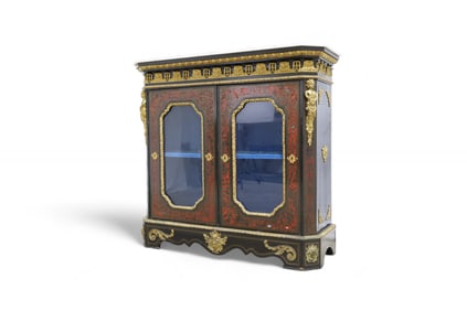 French Boulle Marble Top Cabinet