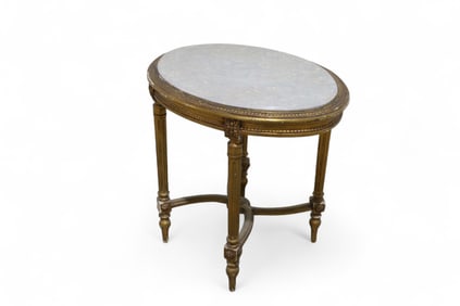 French Style Gold Leaf Marble Top Table