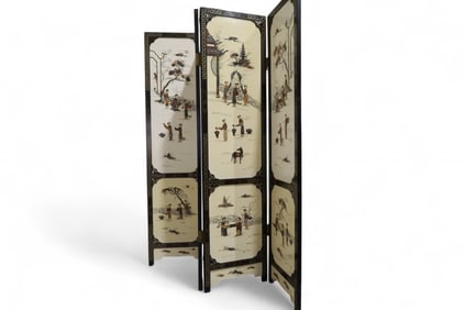 4 Panel Oriental Hardstone Screen