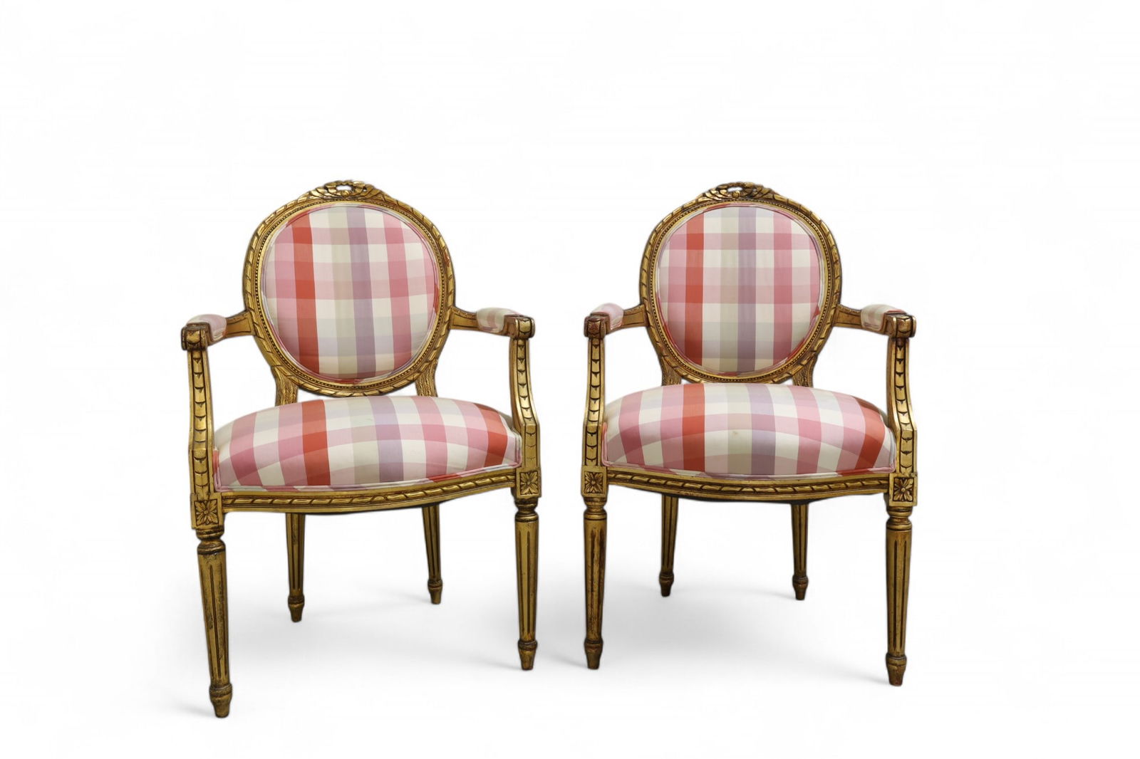 Gold Leaf French Style Chairs - Pair (1 of 7)
