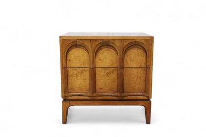 Thomasville Arched Walnut & Burl Nightstand