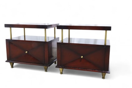 Mid Century Faceted End Stands - Pair