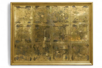 Antiqued Brass Finish Paneled Mirror