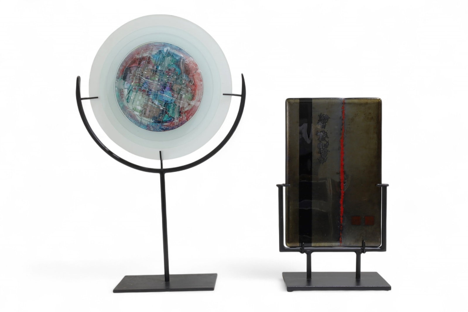 Iron & Glass Sculptures - 2: Two iron and glass sculptures Dimensions:22x14x4 Dimension s:15x8x4