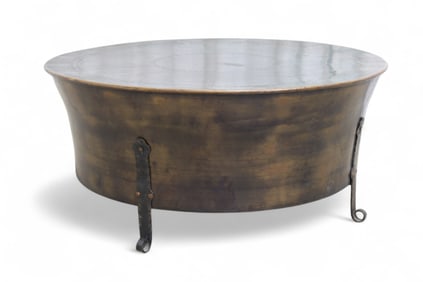 Turkish Copper & Iron Drum Coffee Table