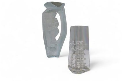Rock Crystal Figure & Crystal Bud Vase