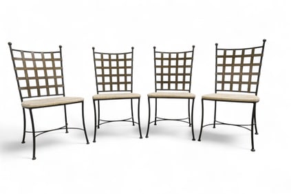 Rush Seat Iron Kitchen Chairs - 4