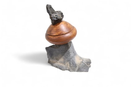 2 Part Burl & Petrified Wood Sculpture