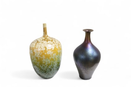 Signed Pottery Vases - 2