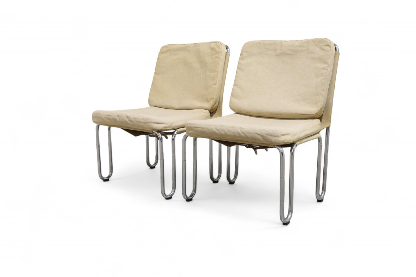 Swedish Chrome Chairs - Pair: A pair of Swedish chrome chairs Dimensions:32x22x24 Seat Height:17